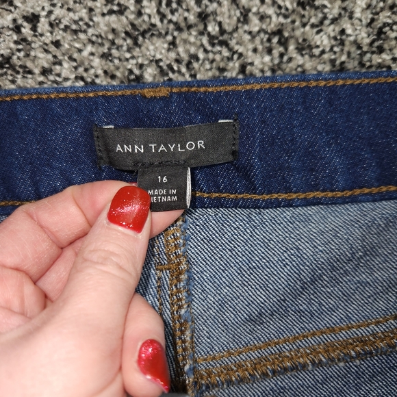 Ann Taylor Cargo Wide Leg Trouser High Rise Jeans,Darkwash Stretch Women Sz 16 - Picture 3 of 8